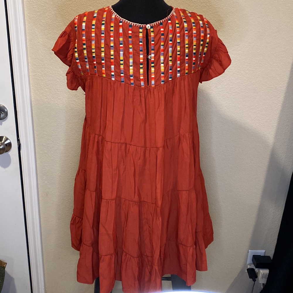 Entro Embroidered Ruffled Shift Dress - Picture 3 of 12